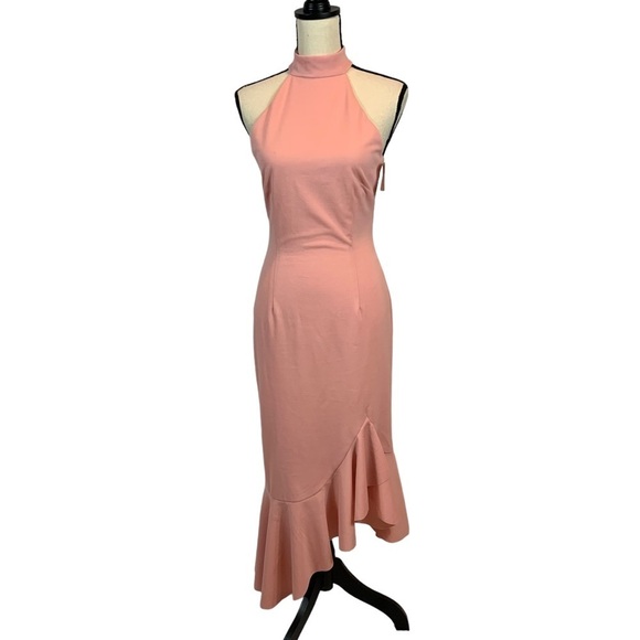 The Fashionpoet Dresses & Skirts - The Fashionpoet Sleeveless High Neck Collar High Low Ruffle Hem Midi Dress  - M